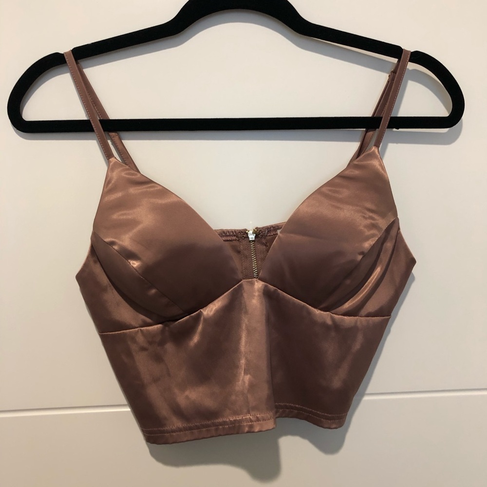 Mauve Silk Crop Top